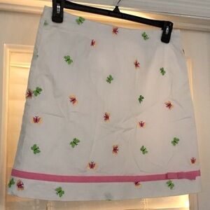 Lilly Pulitzer White Skirt with Pink and Green butterflies